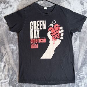 Vintage Y2K Green Day American Idiot Black Short Sleeve Band T-Shirt Size Large